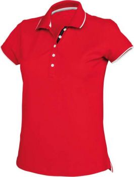 LADIES' SHORT-SLEEVED PIQUÉ KNIT POLO SHIRT Red/White/Navy M