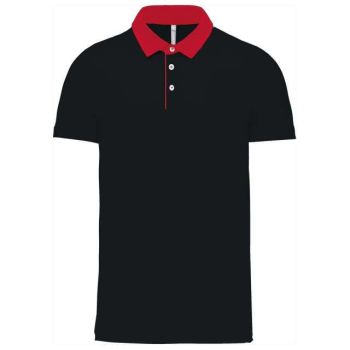 MEN'S TWO-TONE JERSEY POLO SHIRT Black/Red L