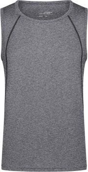 James & Nicholson | Pánské funkční tričko bez rukávů black melange/black XL