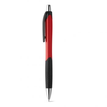 CARIBE. Guľôčkové pero s protišmykovou rukoväťou z ABS Červená