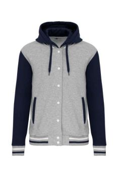 UNISEX TEDDY JACKET WITH HOOD Oxford Grey/Navy/White XL