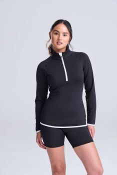 WOMEN'S COOL 1/2 ZIP SWEAT Jet Black/Electric Yellow S