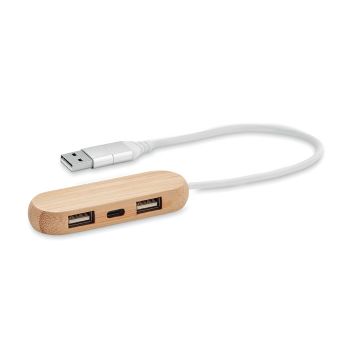 VINA C Tříportový USB rozbočovač wood