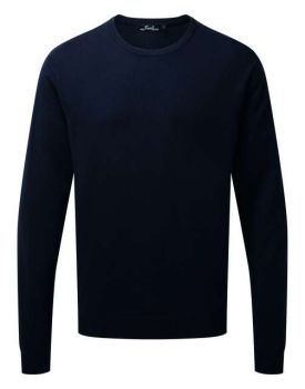 MEN'S CREW NECK COTTON RICH KNITTED SWEATER Navy M