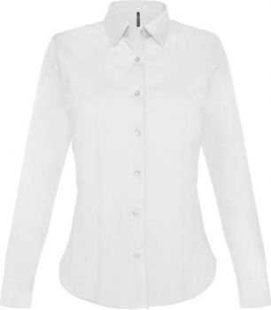 LADIES' LONG-SLEEVED STRETCH SHIRT White S