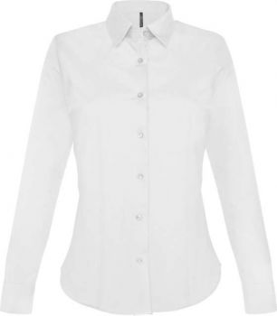 LADIES' LONG-SLEEVED STRETCH SHIRT White M