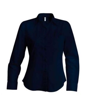 LADIES' LONG-SLEEVED COTTON POPLIN SHIRT Navy S