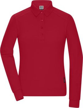 James & Nicholson | Dámské pracovní polo s dlouhým rukávem red S