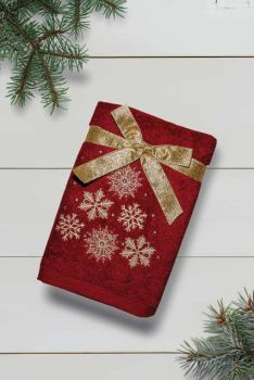 OLIMA CHRISTMAS TOWEL - SNOWFLAKES I Bordeaux 45X70