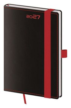 Vreckový diár A6 Black Red s pútkom
