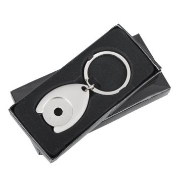DISC kovový přívěsek na klíče s žetonem,  stříbrná