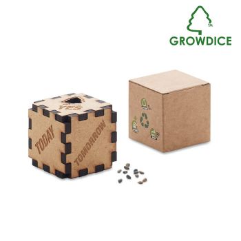 GROWDICE™ Hrací kostka z borovice beige