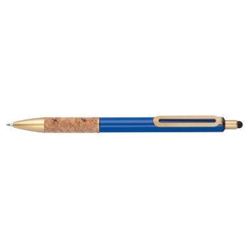 Guľôčkové pero s korkom modrá