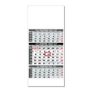 Plánovací kalendár ŠTANDARD 3M sivý 2024