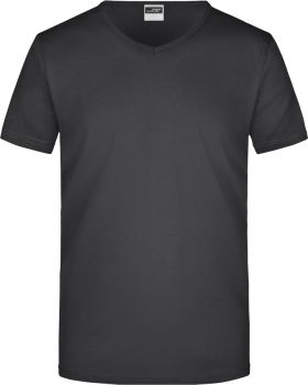 James & Nicholson | Pánské vypasované tričko s výstřihem do V black L