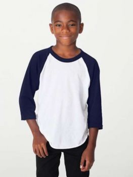 YOUTH 3/4 SLEEVE RAGLAN TEE White/Navy 8