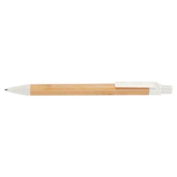 Guľôčkové pero zo pšeničnej slamy a bambusu biela