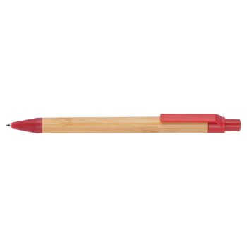 Guľôčkové pero zo pšeničnej slamy a bambusu Červená