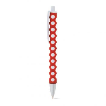 CIRCLE. Guľôčkové pero s gumovým povrchom Červená