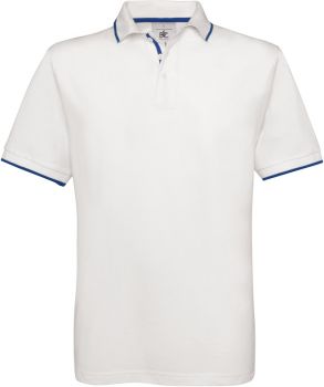 B&C | Piqué polo s pruhy white/royal blue S