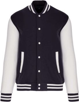 UNISEX TEDDY FLEECE JACKET Navy/White L