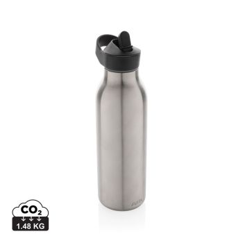 Flip-top fľaša na vodu Avira Ara 500ml z RCS recykl. ocele strieborná