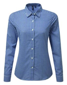 'MAXTON' CHECK WOMEN'S LONG SLEEVE SHIRT Navy/White S