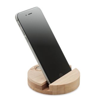 GROW ROUND STAND Březový stojánek na telefon wood