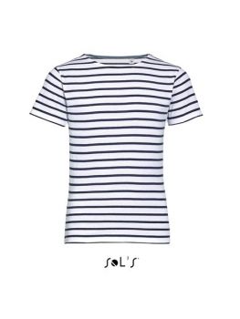 SOL'S MILES KIDS - ROUND NECK STRIPED T-SHIRT White/Navy 12A