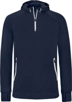 ZIP NECK HOODED SPORTS SWEATSHIRT Navy L