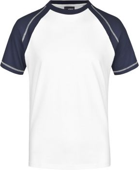 James & Nicholson | Pánské raglánové tričko white/navy 3XL