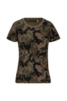 LADIES' SHORT-SLEEVED CAMO T-SHIRT Olive Camouflage M