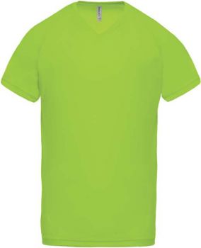 MEN’S V-NECK SHORT SLEEVE SPORTS T-SHIRT Lime 2XL