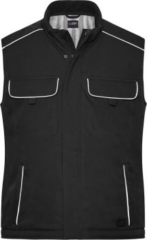 James & Nicholson | Pracovní softshellová polstrovaná vesta - Solid black M