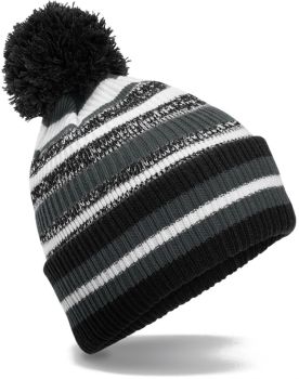 Beechfield | Pletená čepice s pruhy "Fan" black/graphite grey/white onesize