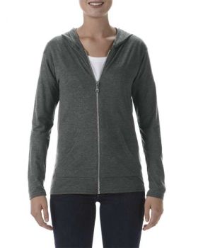 WOMEN'S TRI-BLEND FULL-ZIP HOODED JACKET Heather Dark Grey XS