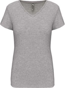 LADIES' SHORT-SLEEVED V-NECK T-SHIRT Light Grey Heather M