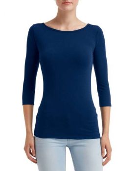 WOMEN'S STRETCH 3/4 SLEEVE TEE Navy M