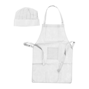 Non-woven detský kuchársky set (zástera + čiapka) biela