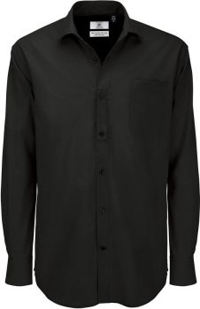 B&C | Popelínová košile s dlouhým rukávem black 4XL