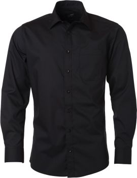 James & Nicholson | Popelínová košile s dlouhým rukávem black L