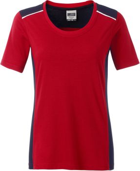James & Nicholson | Dámské pracovní tričko - Color red/navy M