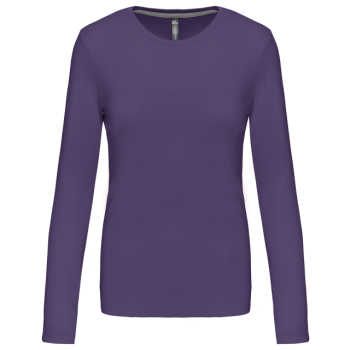 LADIES' LONG-SLEEVED CREW NECK T-SHIRT Purple 3XL