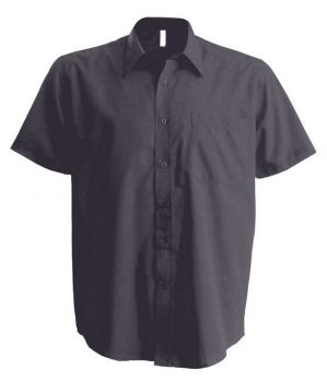 MEN'S SHORT-SLEEVED COTTON POPLIN SHIRT Zinc L