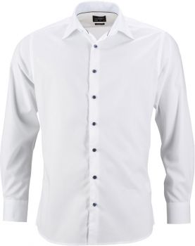 James & Nicholson | Popelínová košile "Plain" white/white light blue 3XL