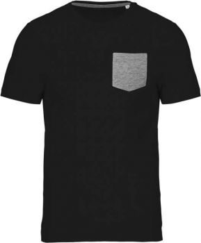 ORGANIC COTTON T-SHIRT WITH POCKET DETAIL Black/Grey Heather XL