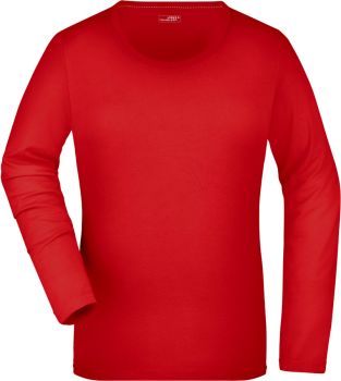 James & Nicholson | Dámské elastické tričko s dlouhým rukávem red M