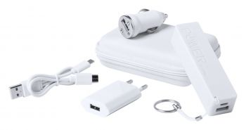 Dutian usb charger and power bank set white