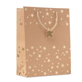 SPARKLE Dárková vánoční taška z kraftu gold