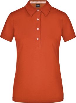 James & Nicholson | Dámské piqué polo s kostkovaným límcem dark orange/dark orange/white M
